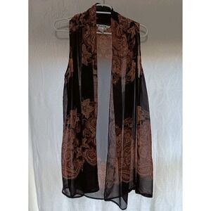 WinterSilks 100% Silk Vest Sleeveless‎ Top Kimono Sz S/M Flowy Asymmetrical